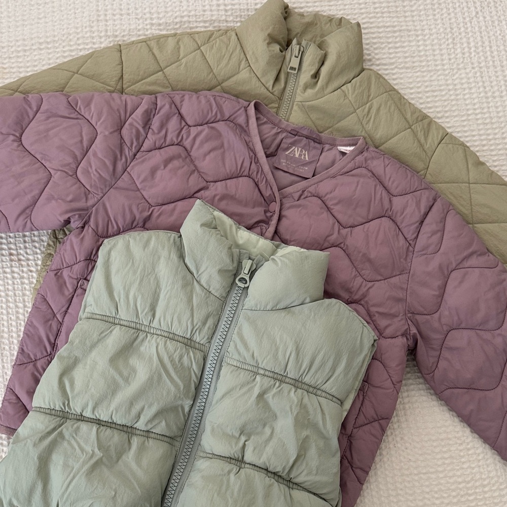 Zara Quilted Jackets in Lavender and Sage
